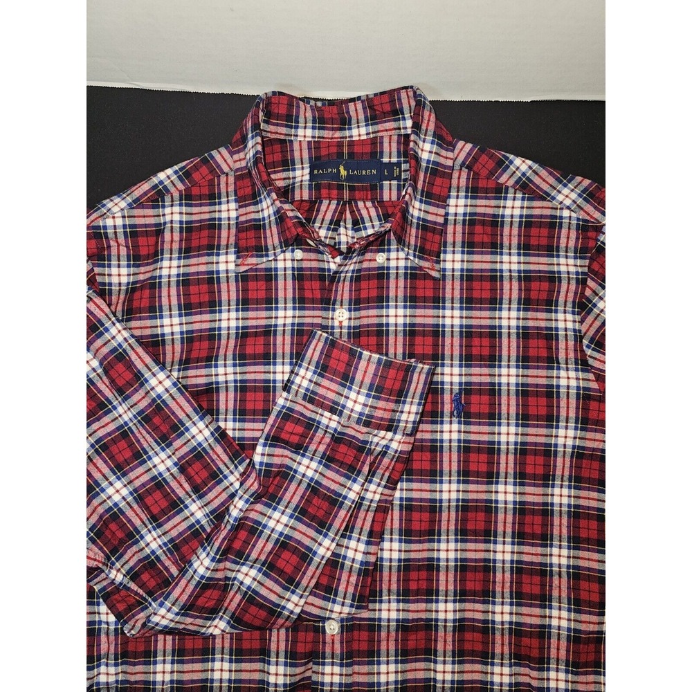 Ralph Lauren Shirt Mens Large Cotton Plaid Red